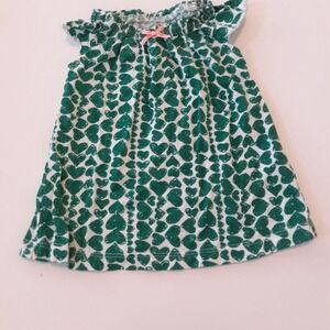Child of Mine Baby Girls Shirt 0-3 Months White and‎ Green Hearts